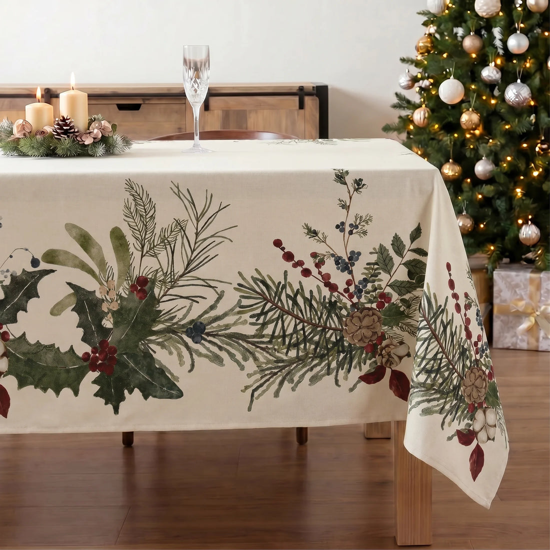 Mantel antimanchas Christmas Muérdago