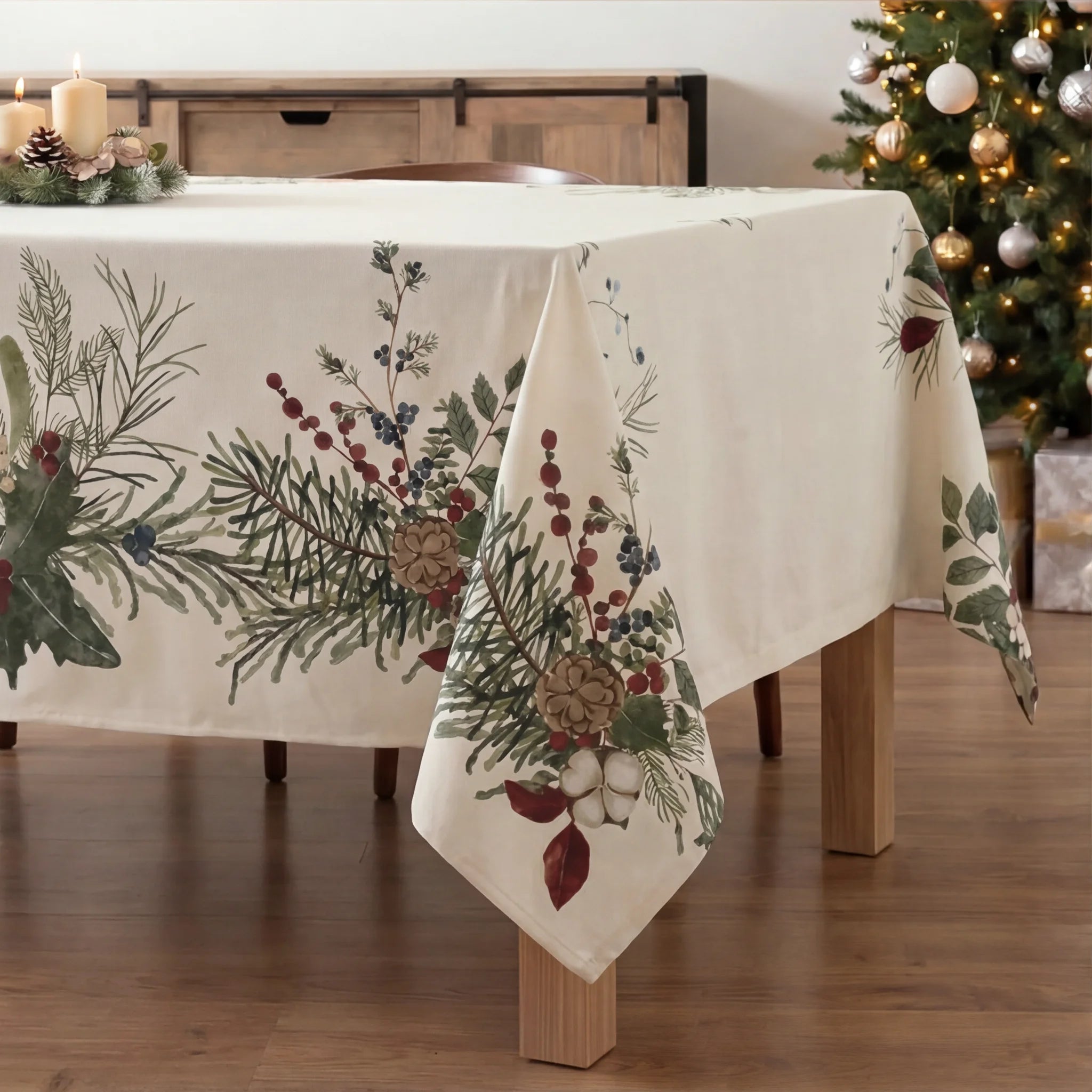 Mantel antimanchas Christmas Muérdago
