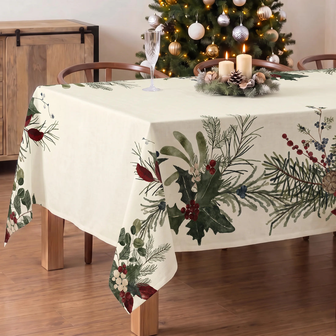 Mantel tacto tela Christmas Muérdago