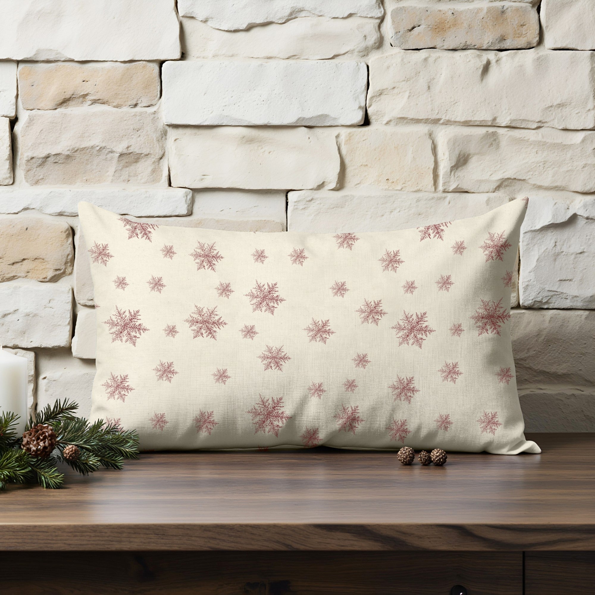 Funda de cojín 100% algodón Christmas red Toile 30x50 cm