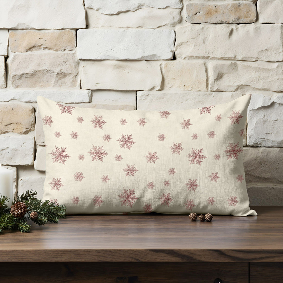 Funda de cojín 100% algodón Christmas red Toile 30x50 cm