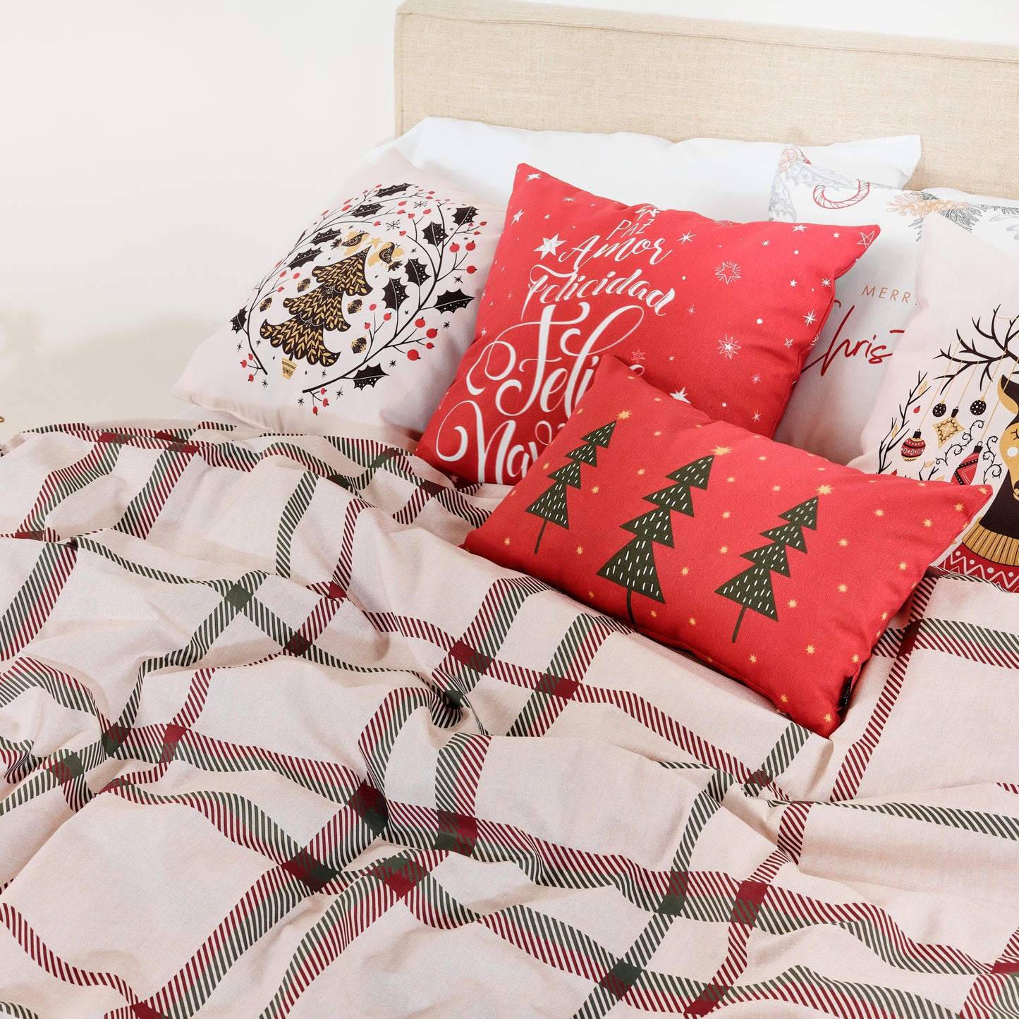 Duvet cover with clicks 100% cotton Christmas pictures