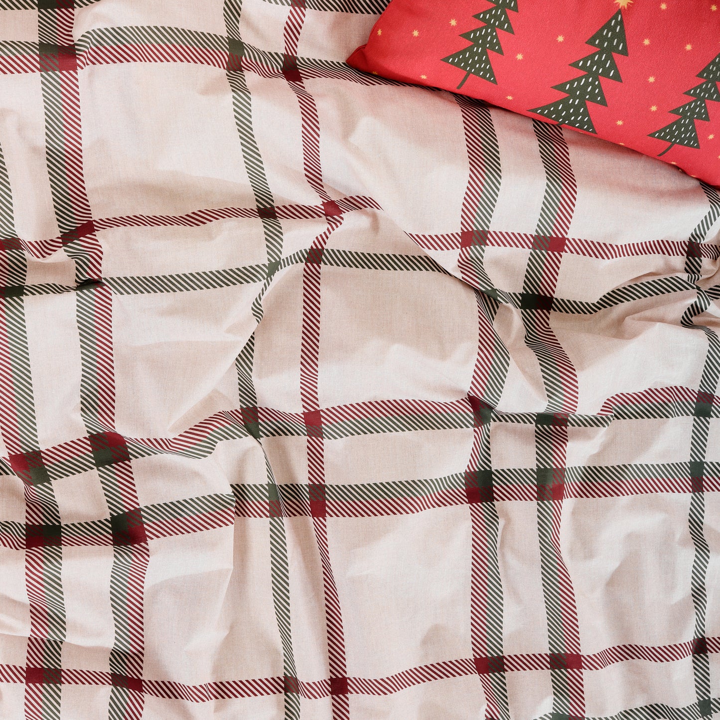 Duvet cover with clicks 100% cotton Christmas pictures