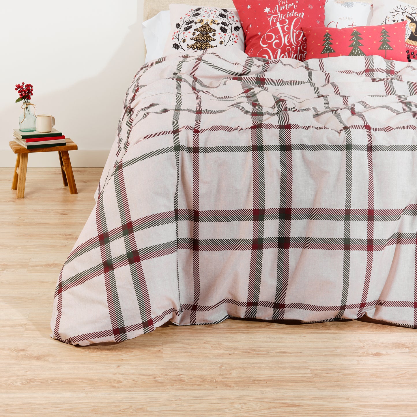 Duvet cover with clicks 100% cotton Christmas pictures