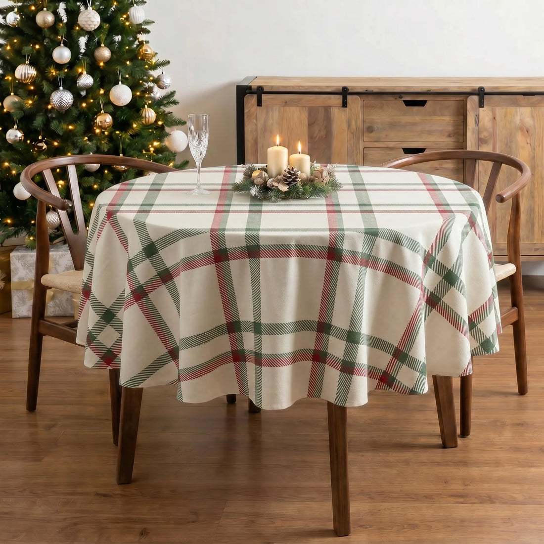 Mantel redondo antimanchas Cuadros Navidad