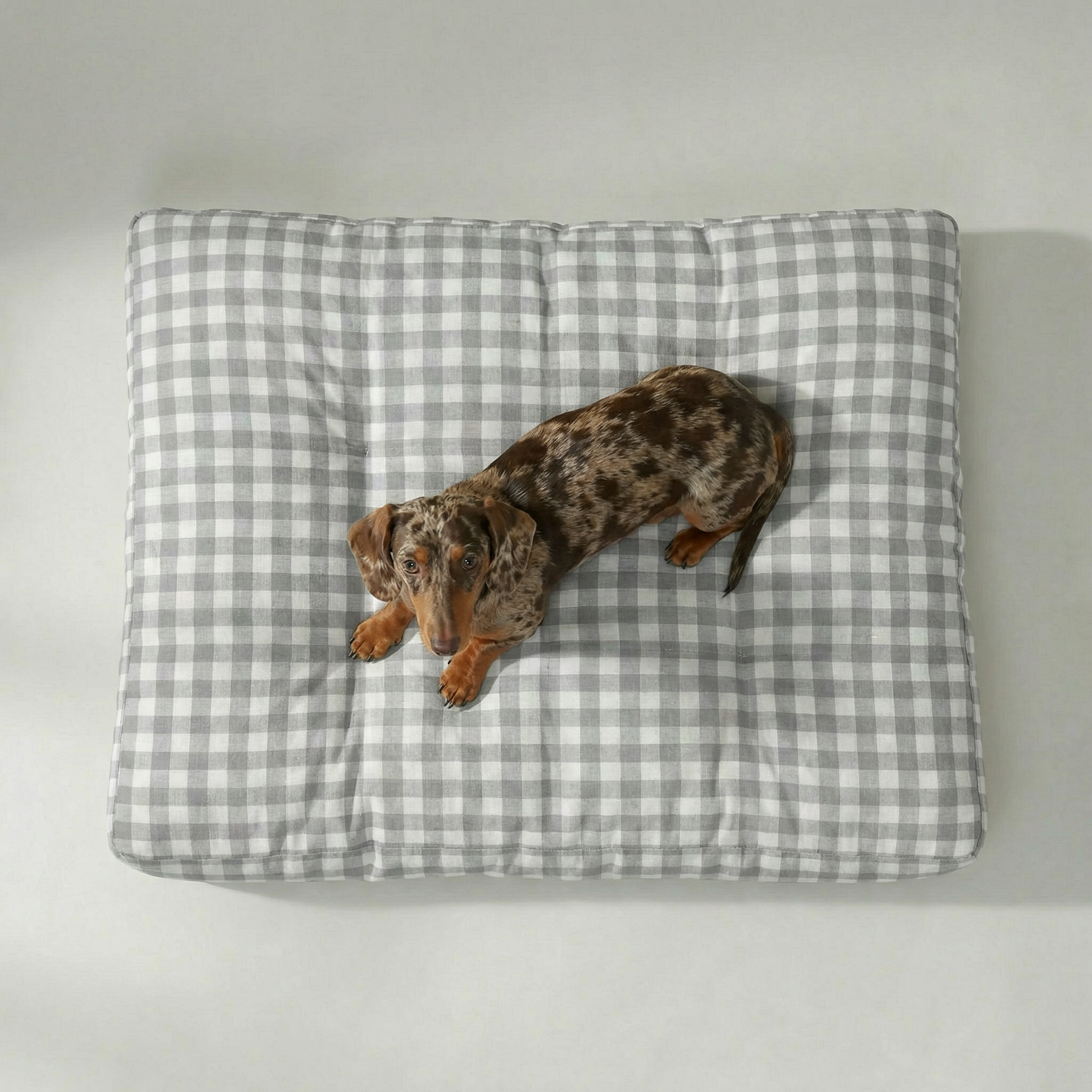 Cama para mascota gruesa y acolchada con acabado antimanchas Vichy Gris Claro