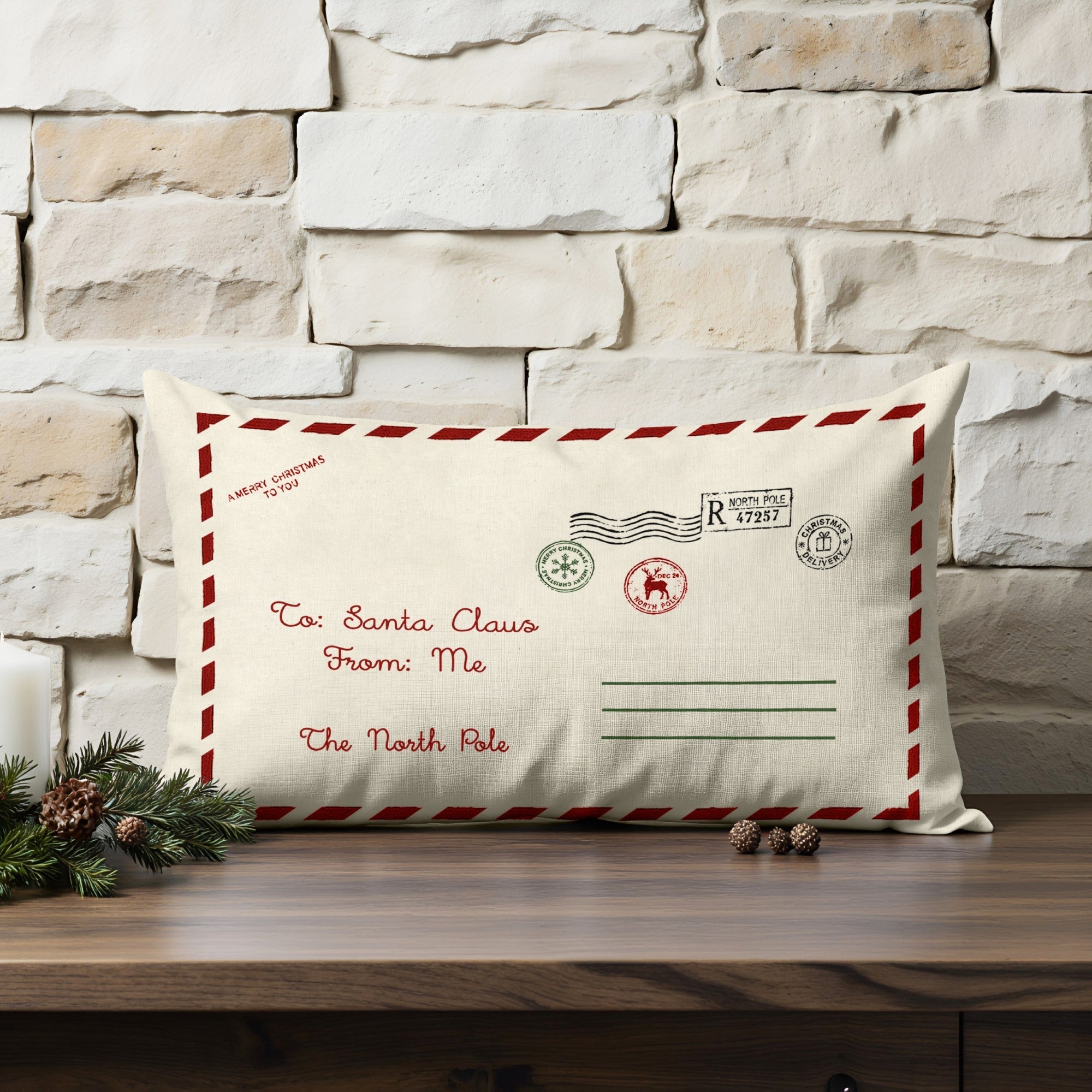 Funda de cojín 100% algodón Dear Santa Claus C 30x50 cm