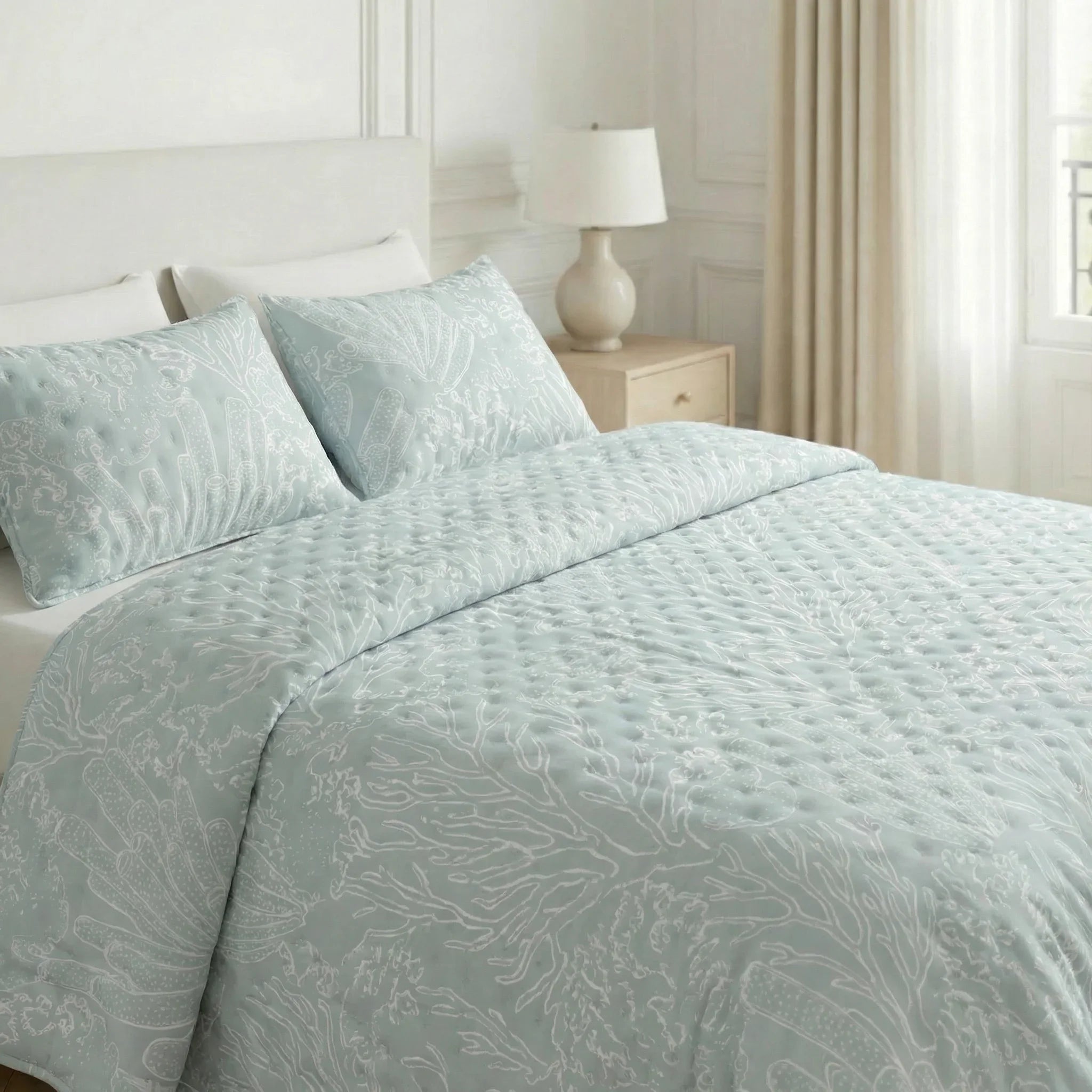 Colcha boutí estampada Estarit Mint tacto suave