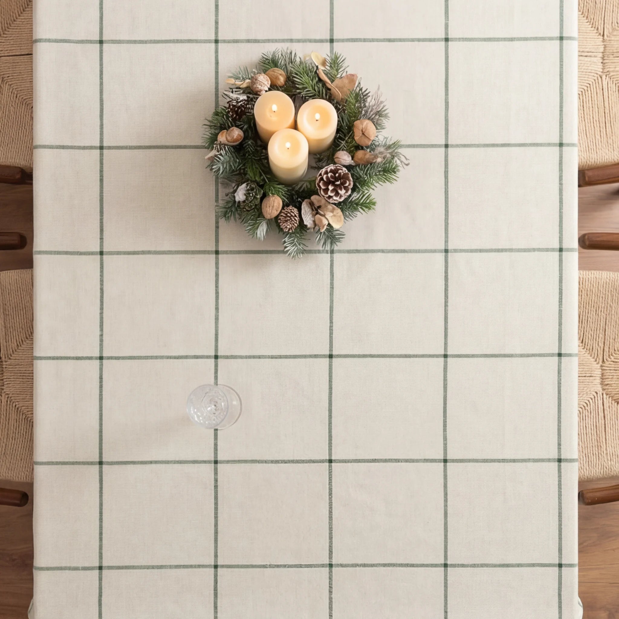 Mantel antimanchas Green windowpana 1225