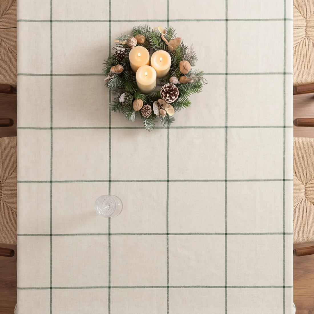 Mantel antimanchas Green windowpana 1225