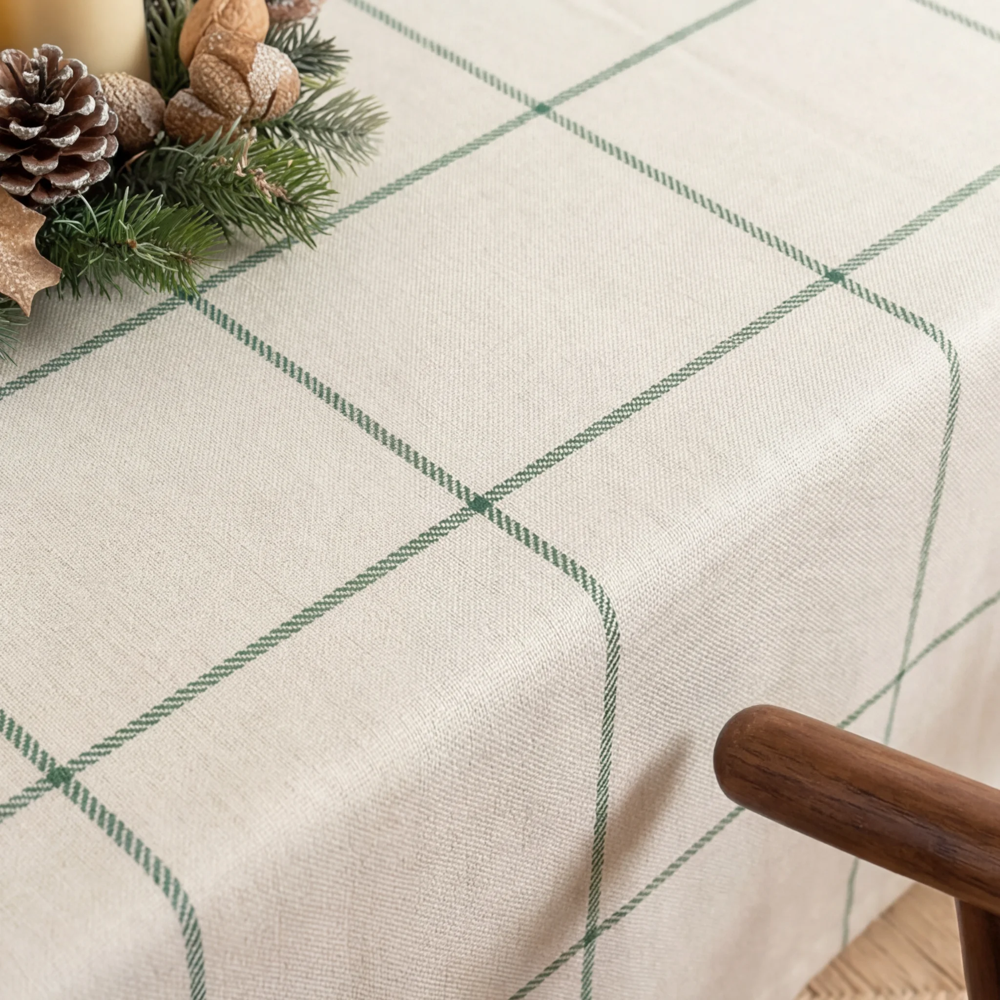 Mantel antimanchas Green windowpana 1225