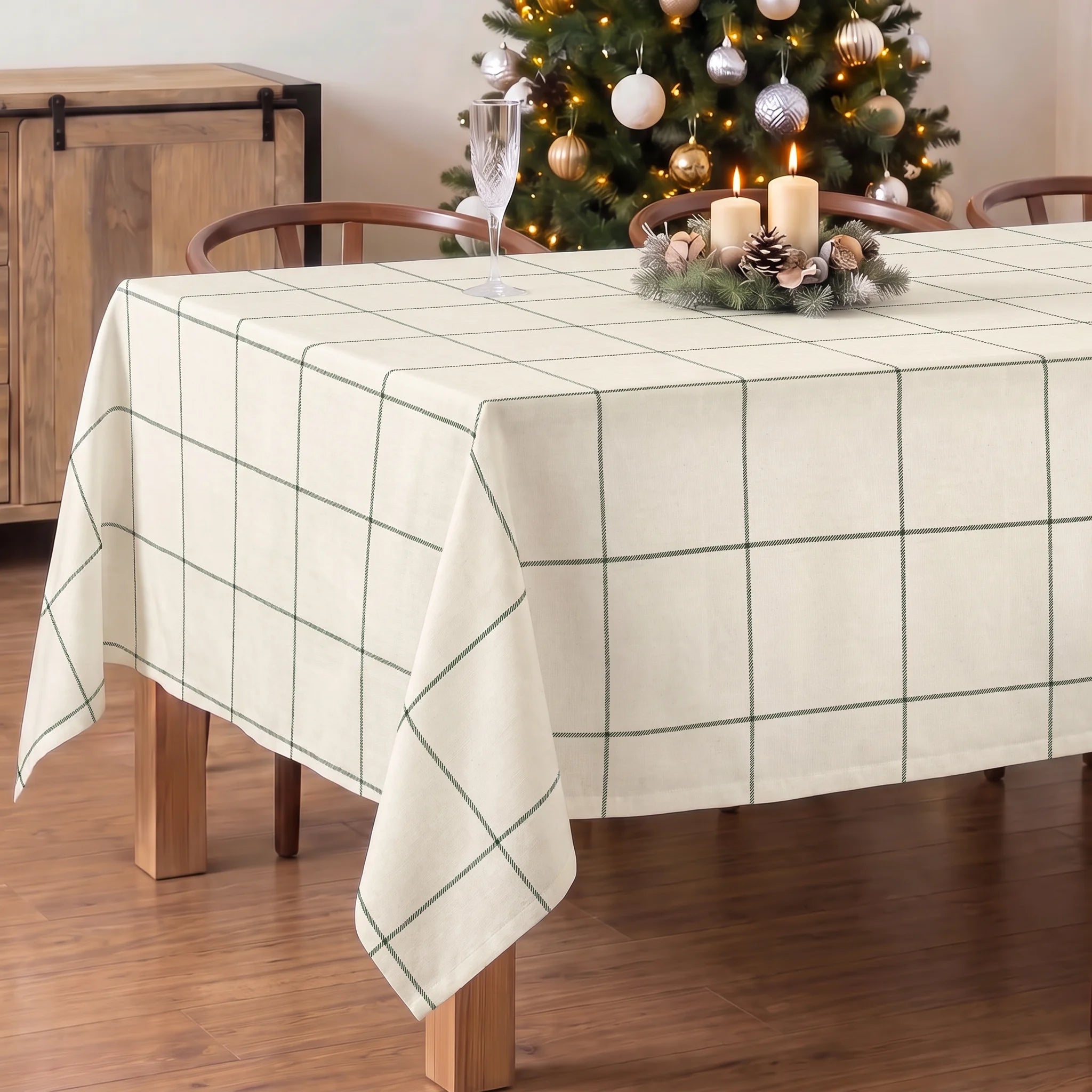 Mantel antimanchas Green windowpana 1225