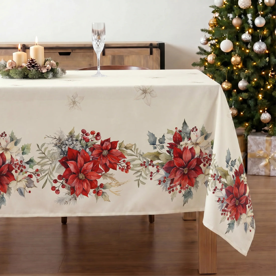 Mantel antimanchas Holiday ponsettia 1225