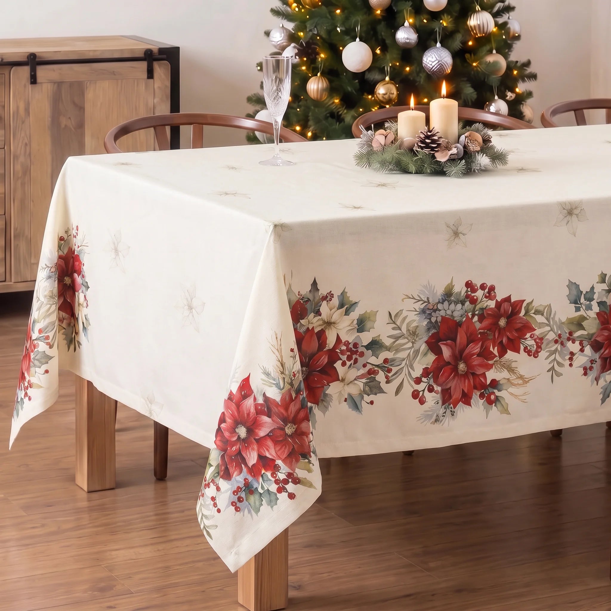 Mantel antimanchas Holiday ponsettia 1225