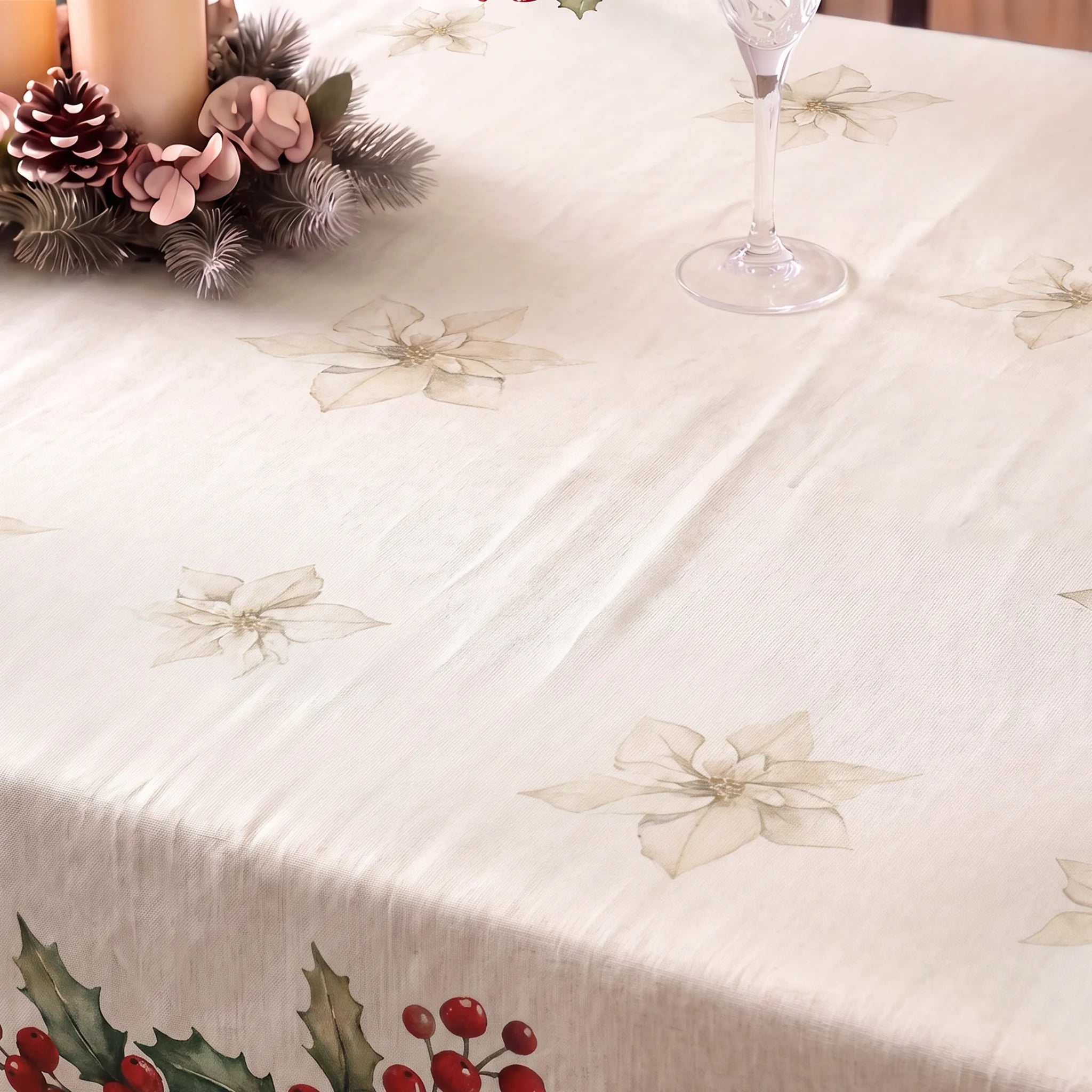Mantel antimanchas Holiday ponsettia 1225