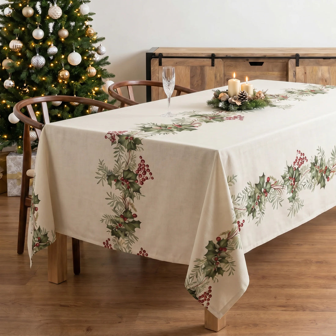 Mantel antimanchas Holly garland 1225