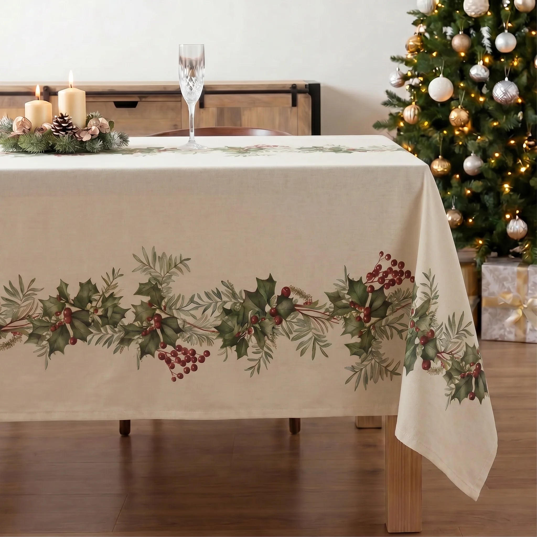 Mantel antimanchas Holly garland 1225