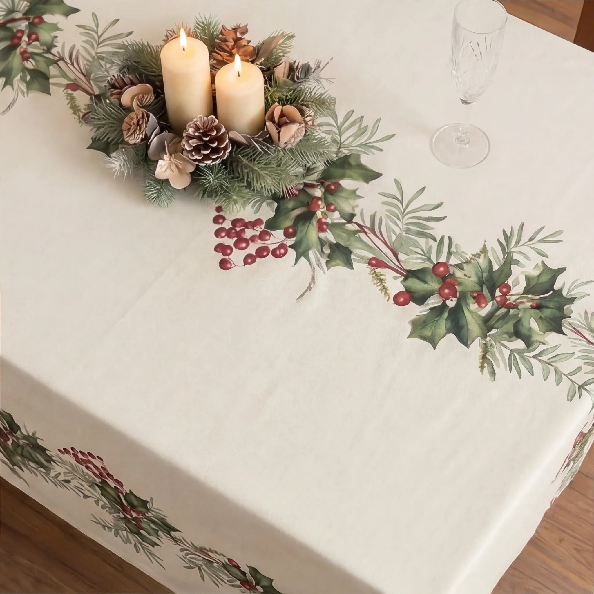 Mantel antimanchas Holly garland 1225