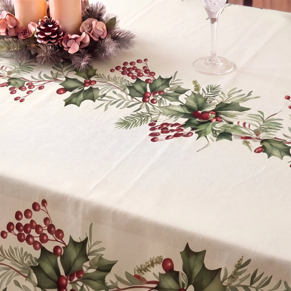 Mantel antimanchas Holly garland 1225