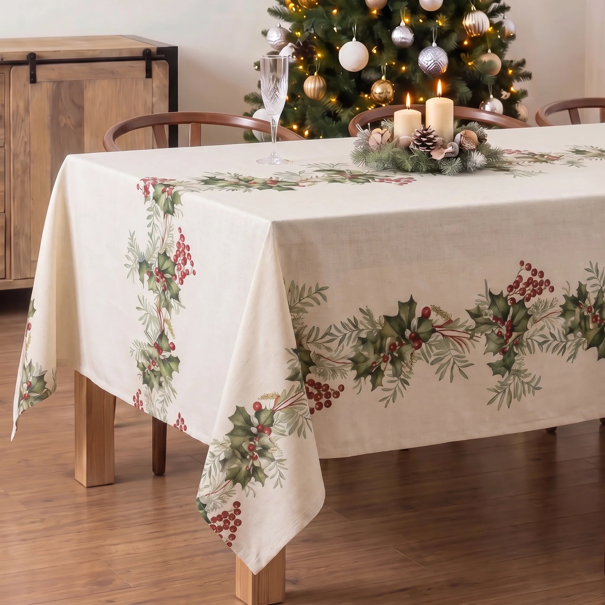 Mantel antimanchas Holly garland 1225