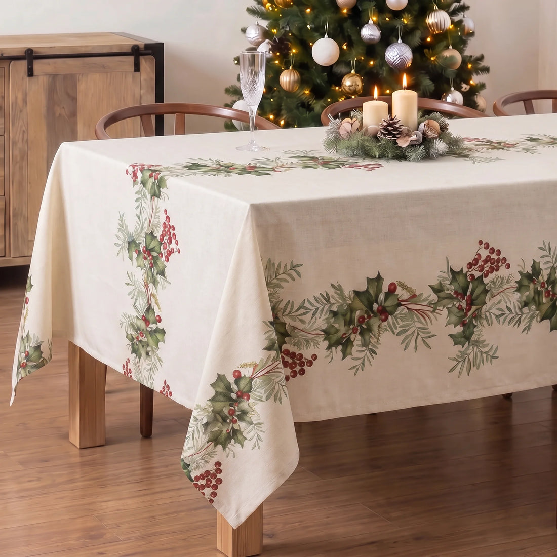 Mantel antimanchas Holly garland 1225