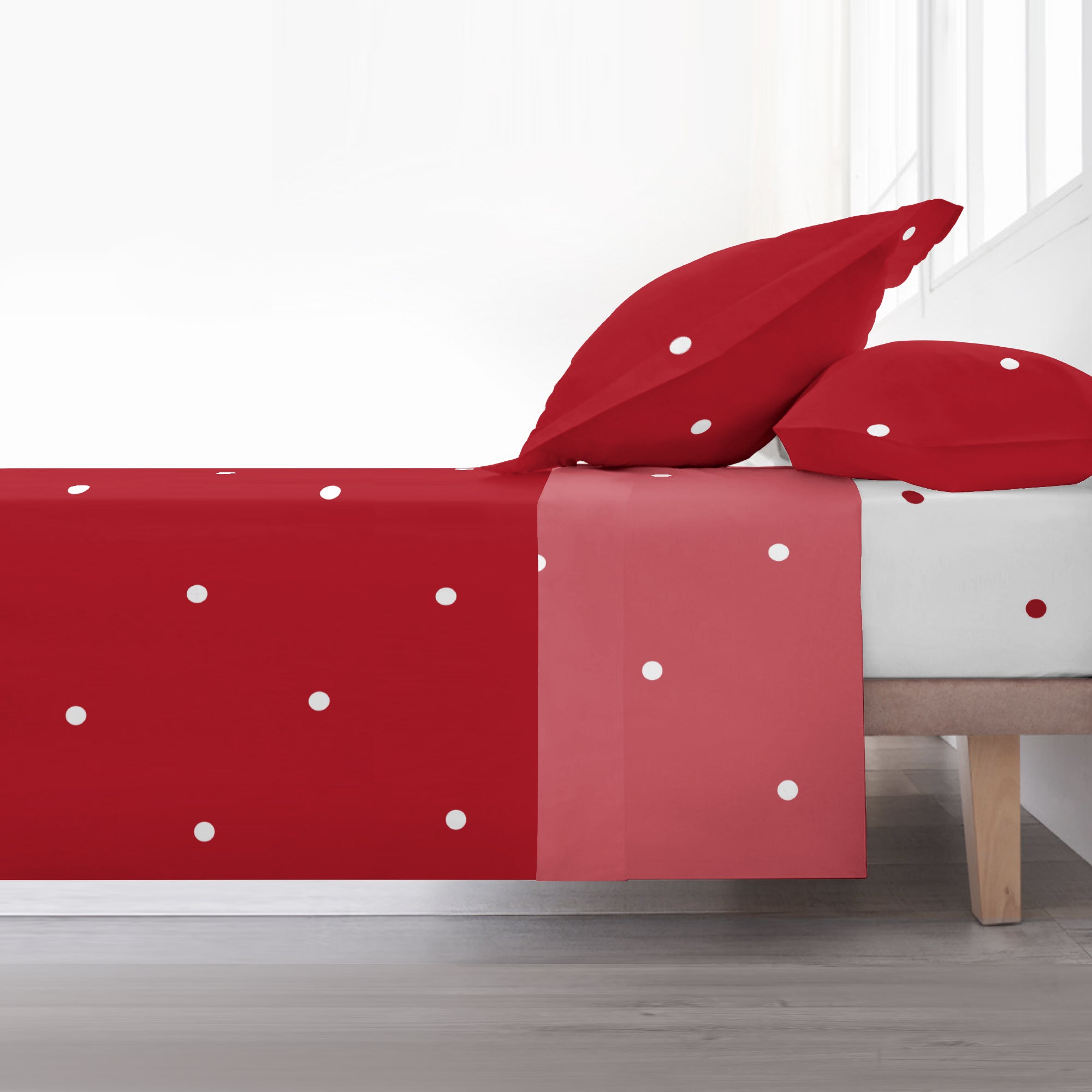 Ensemble de draps 100% coton Laponia 47 Rouge