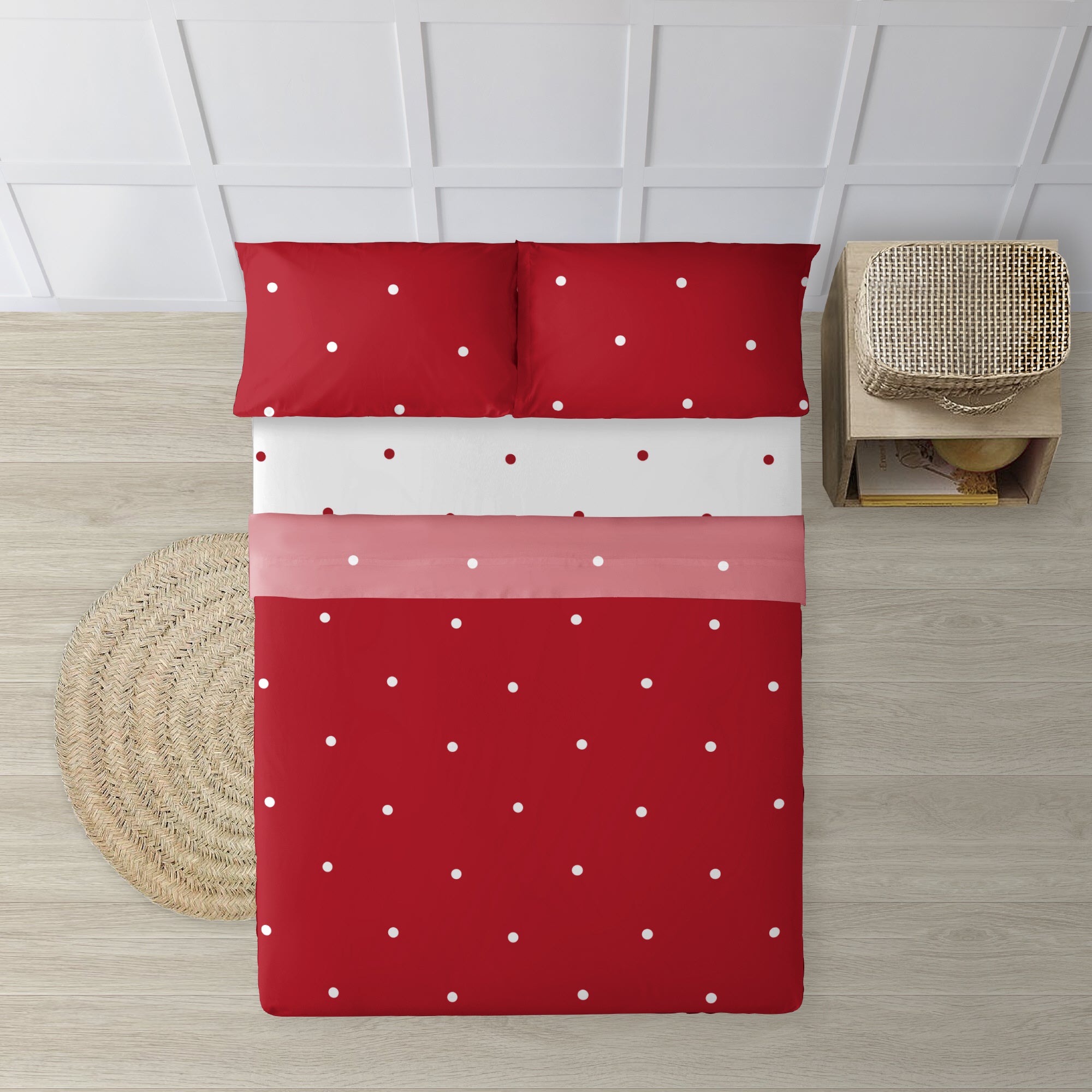 Ensemble de draps 100% coton Laponia 47 Rouge
