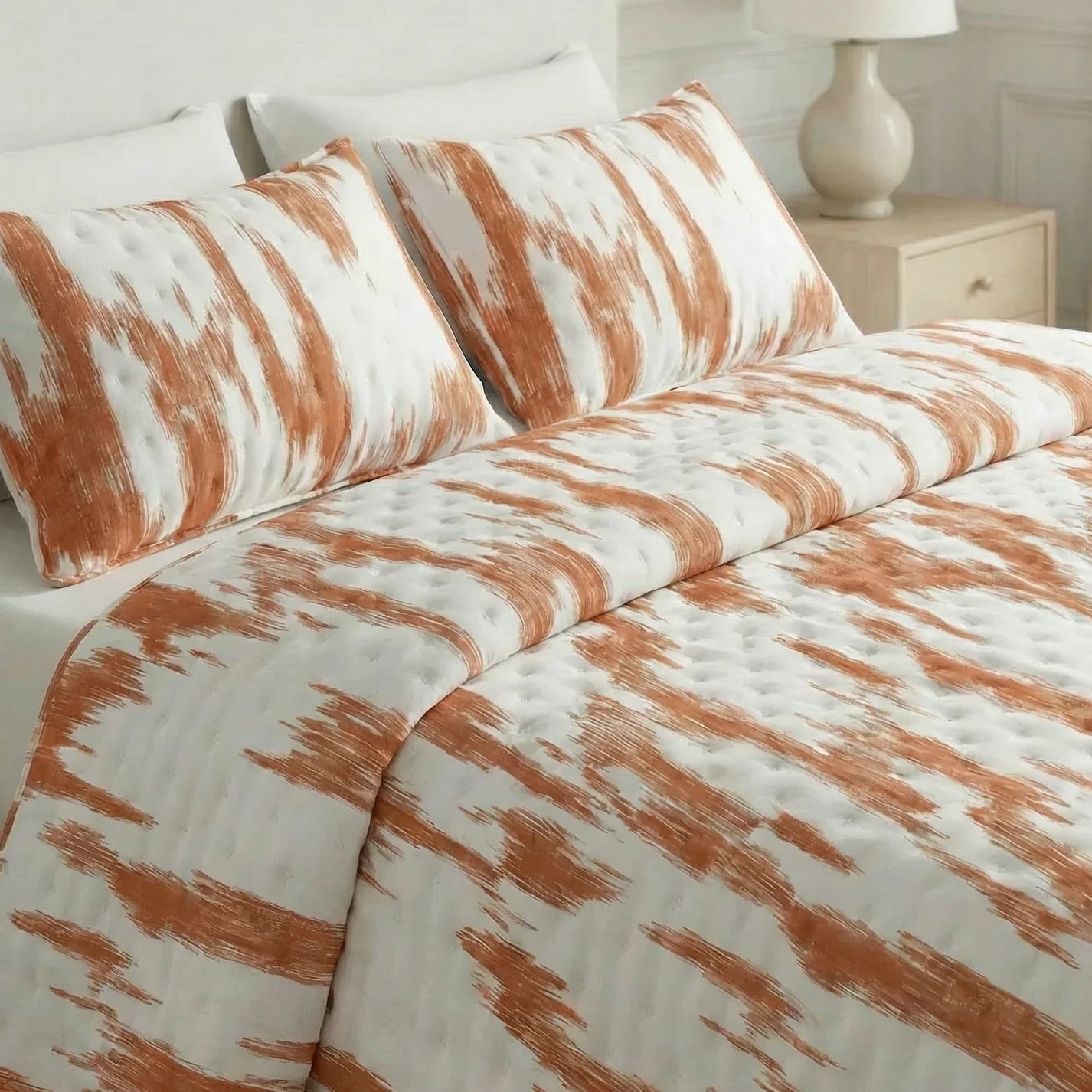 Colcha boutí estampada Mahón Teja tacto suave
