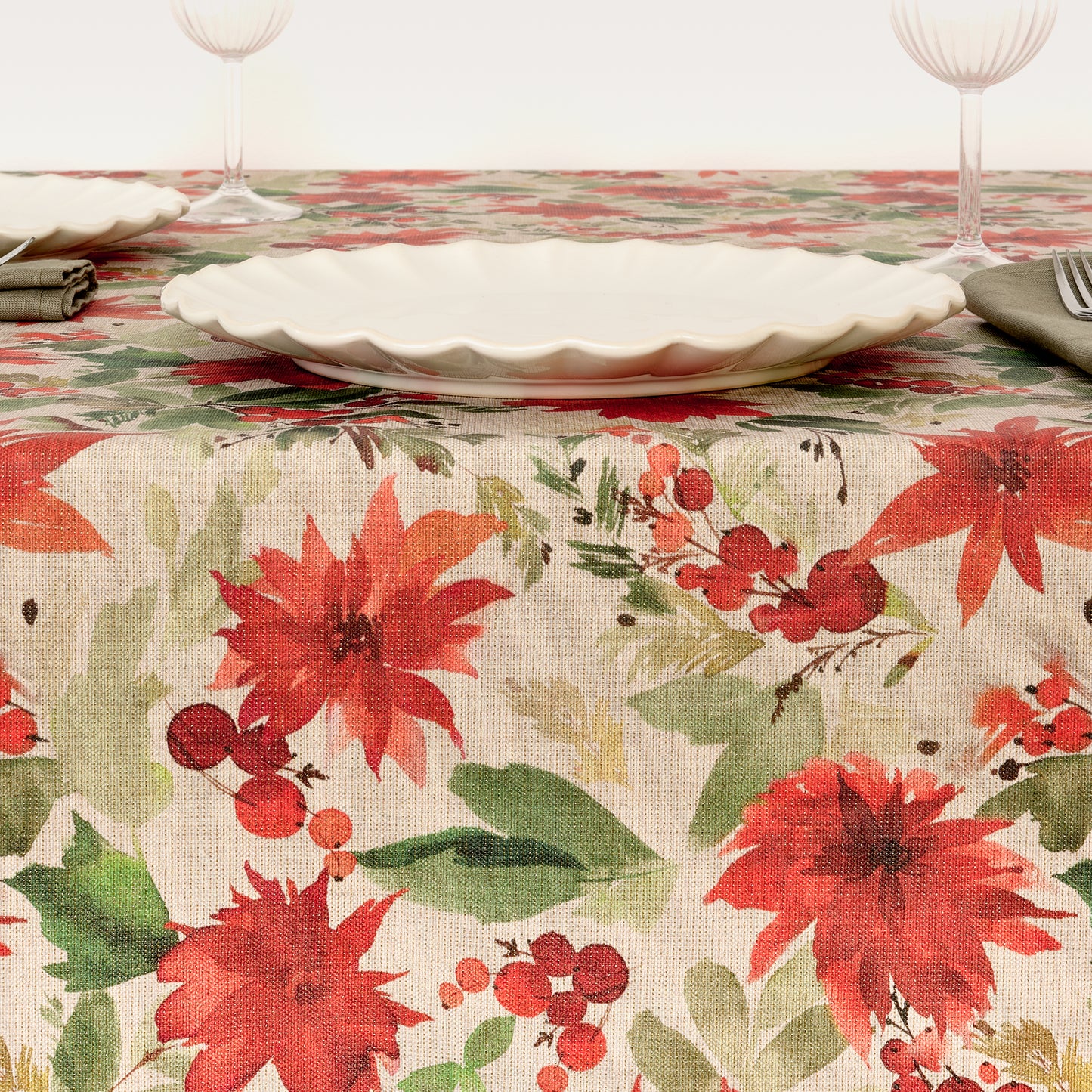 Merry-Christmas Tablecloth 48 Lurex