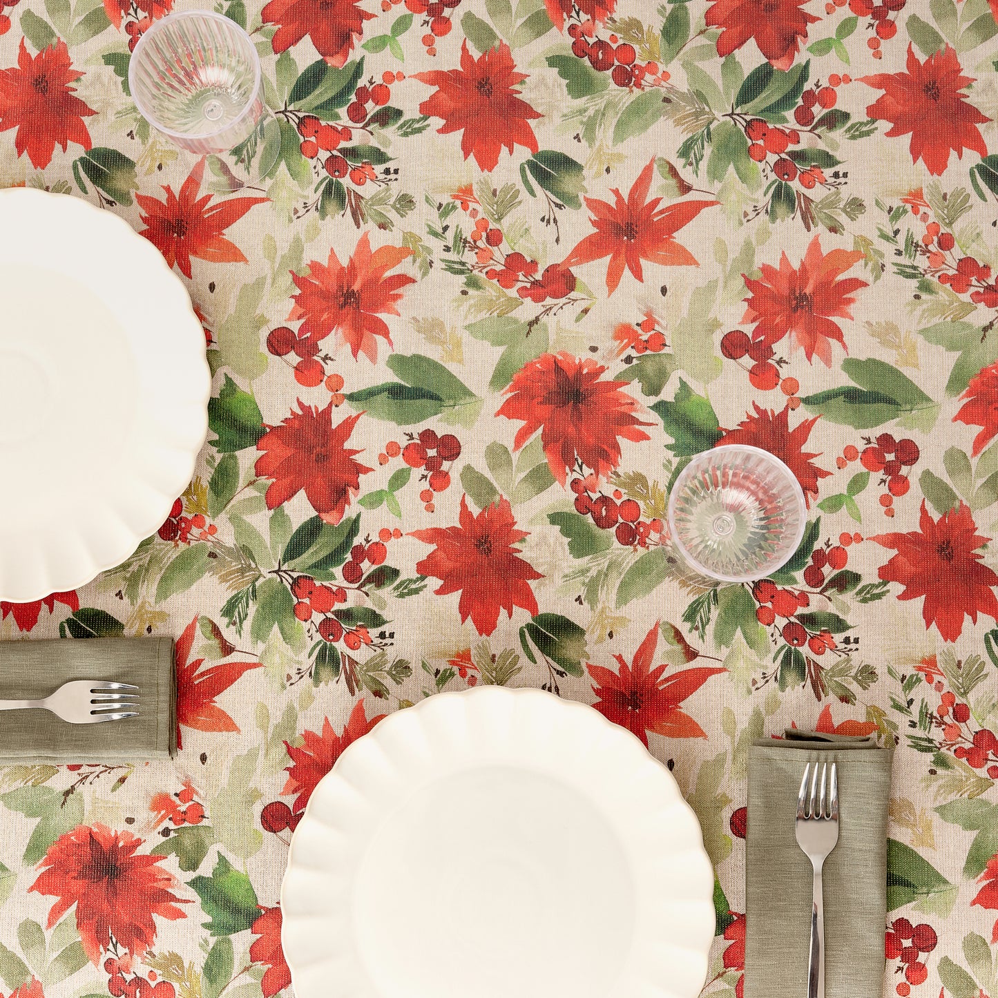 Merry-Christmas Tablecloth 48 Lurex