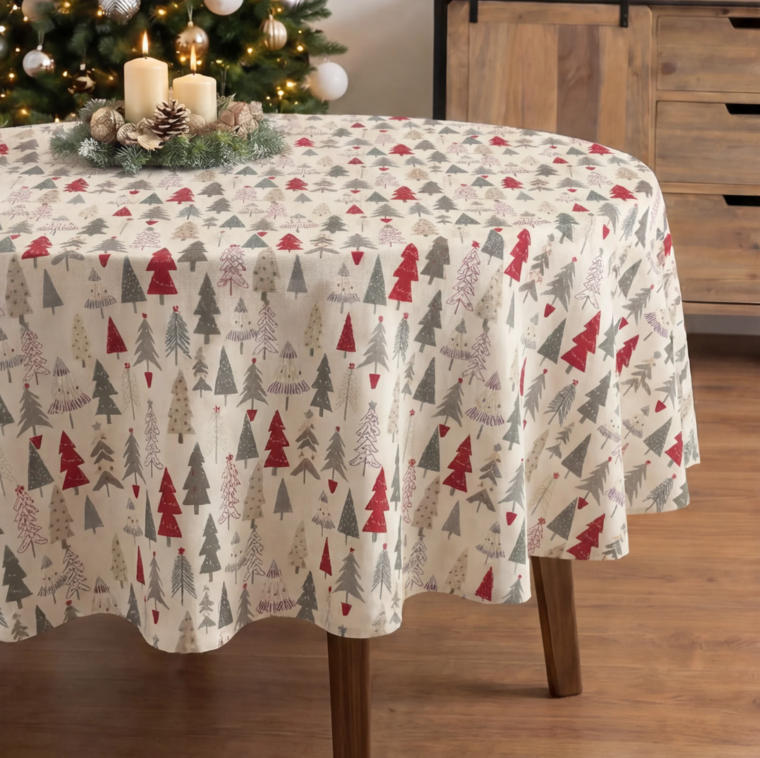 Mantel redondo antimanchas Merry Christmas 31-100