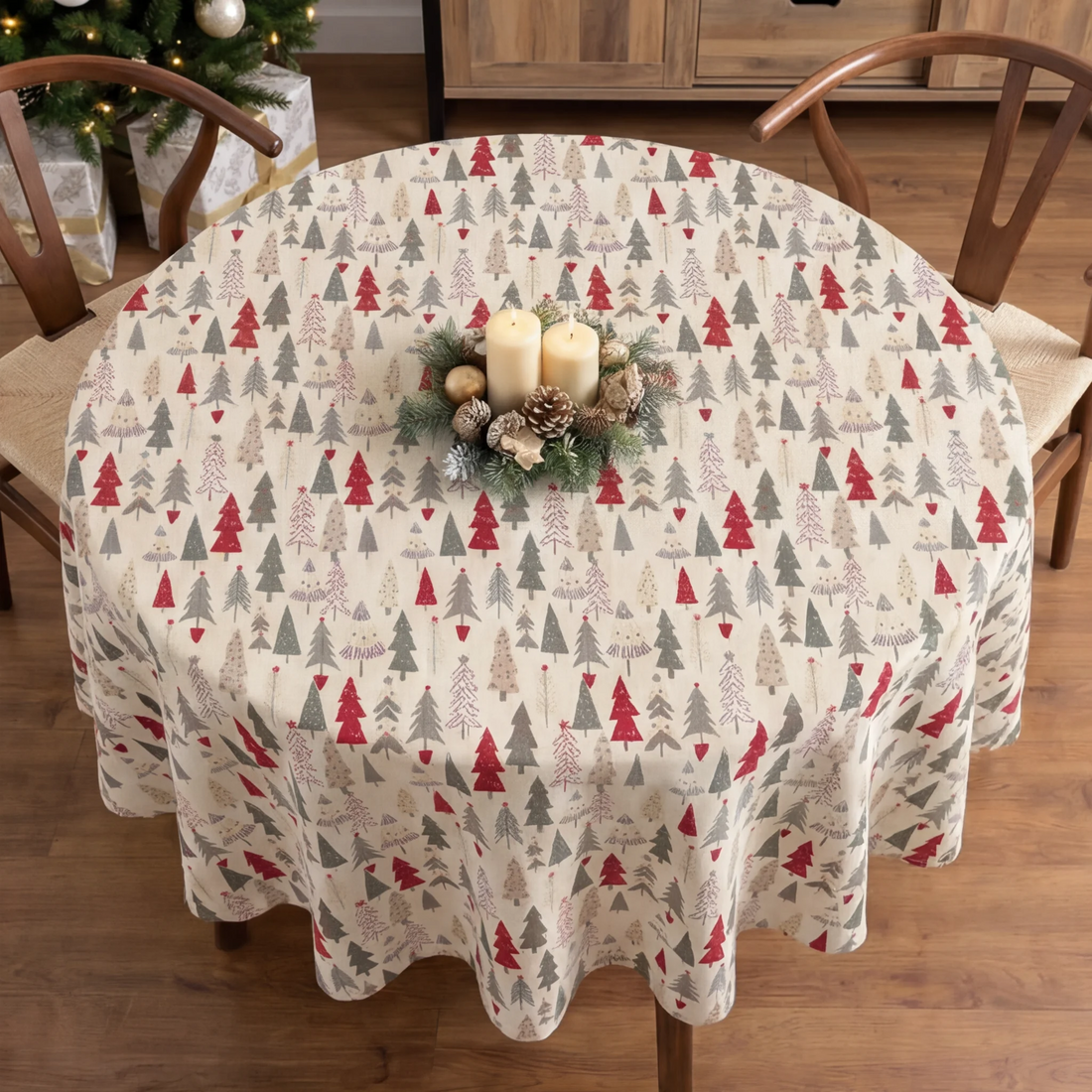 Mantel redondo antimanchas Merry Christmas 31-100