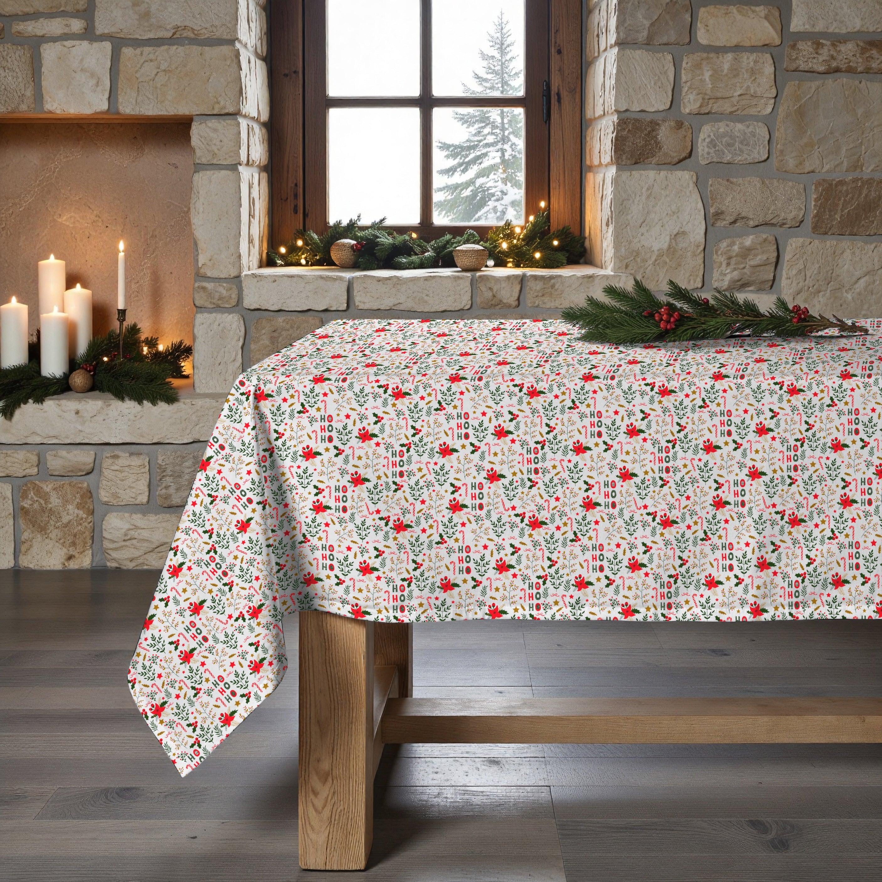 Mantel antimanchas 100% algodón Merry Christmas 32