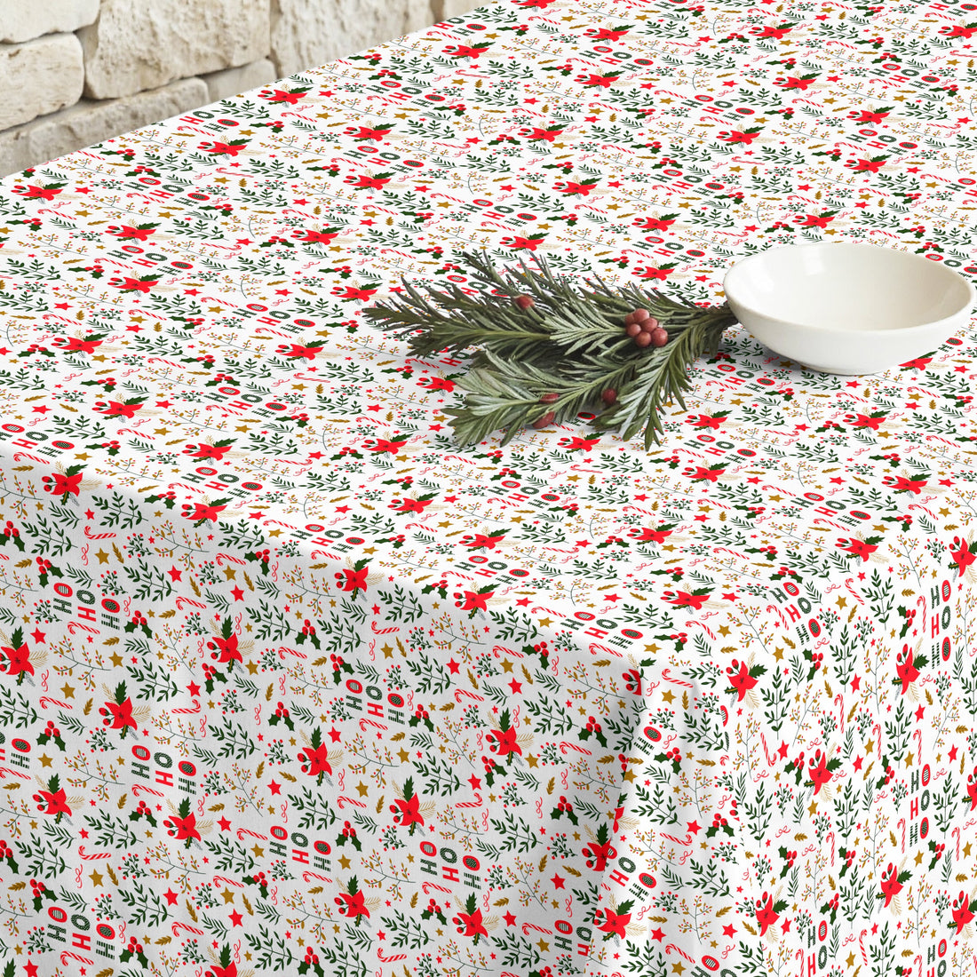 Mantel antimanchas 100% algodón Merry Christmas 32