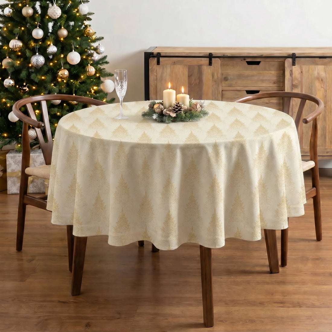Mantel redondo antimanchas Merry Christmas 72-100