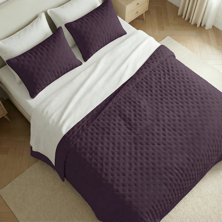 Colcha lisa acolchada Morado tacto suave