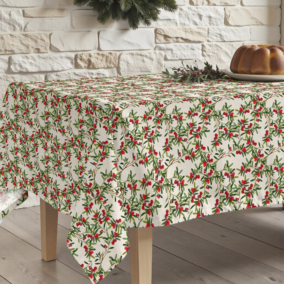 Christmas Leaves stain-resistant tablecloth