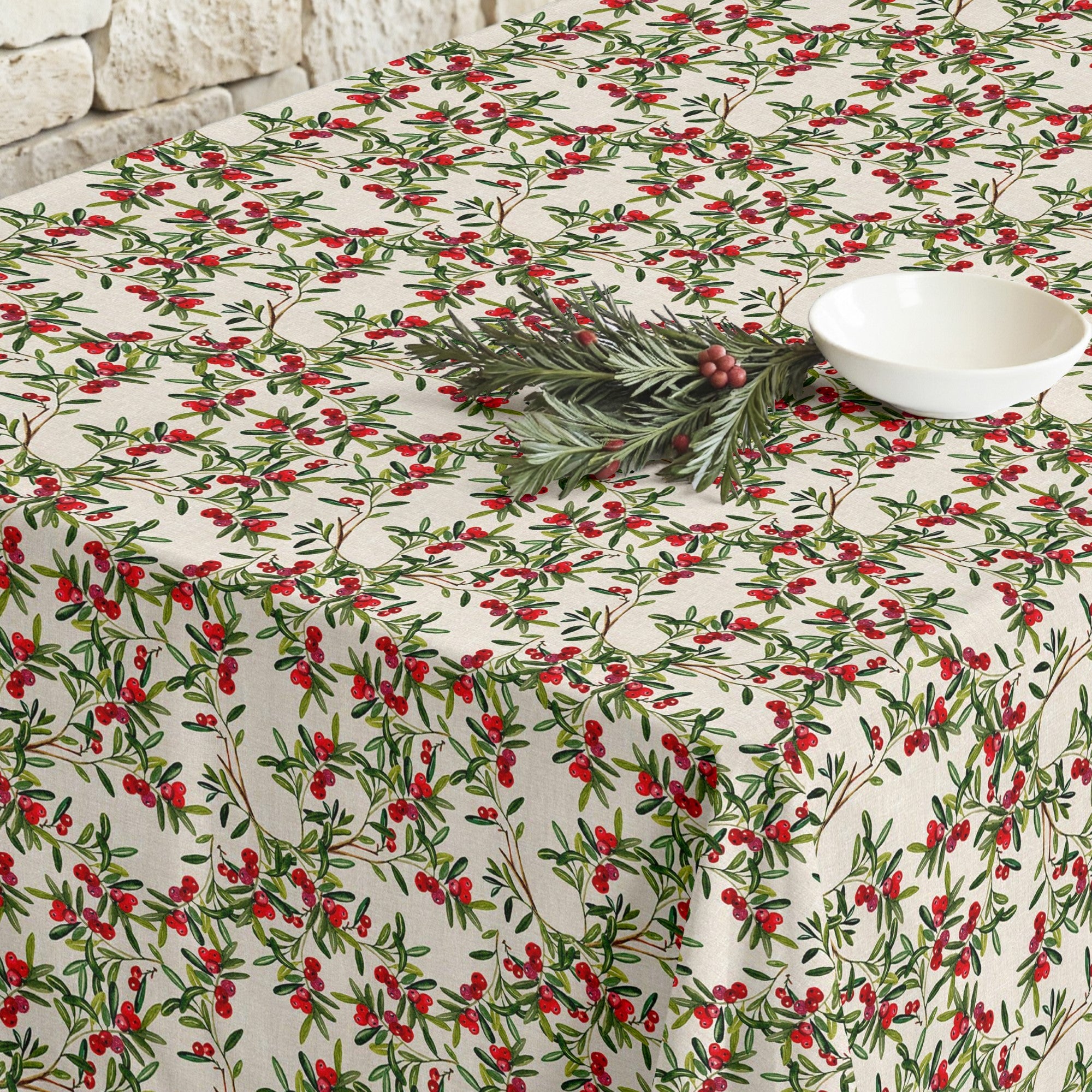Christmas Leaves stain-resistant tablecloth