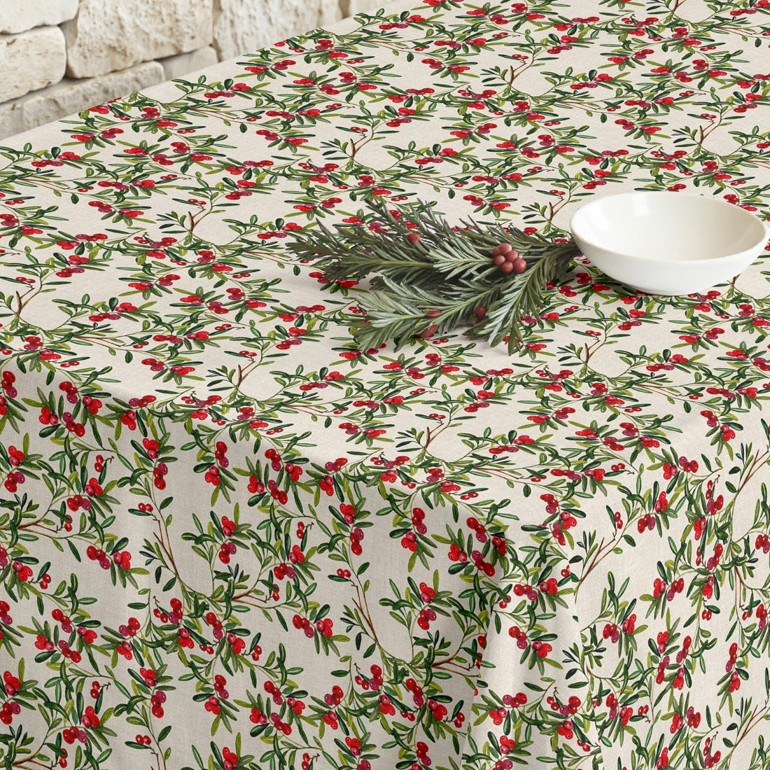 Christmas Leaves stain-resistant tablecloth