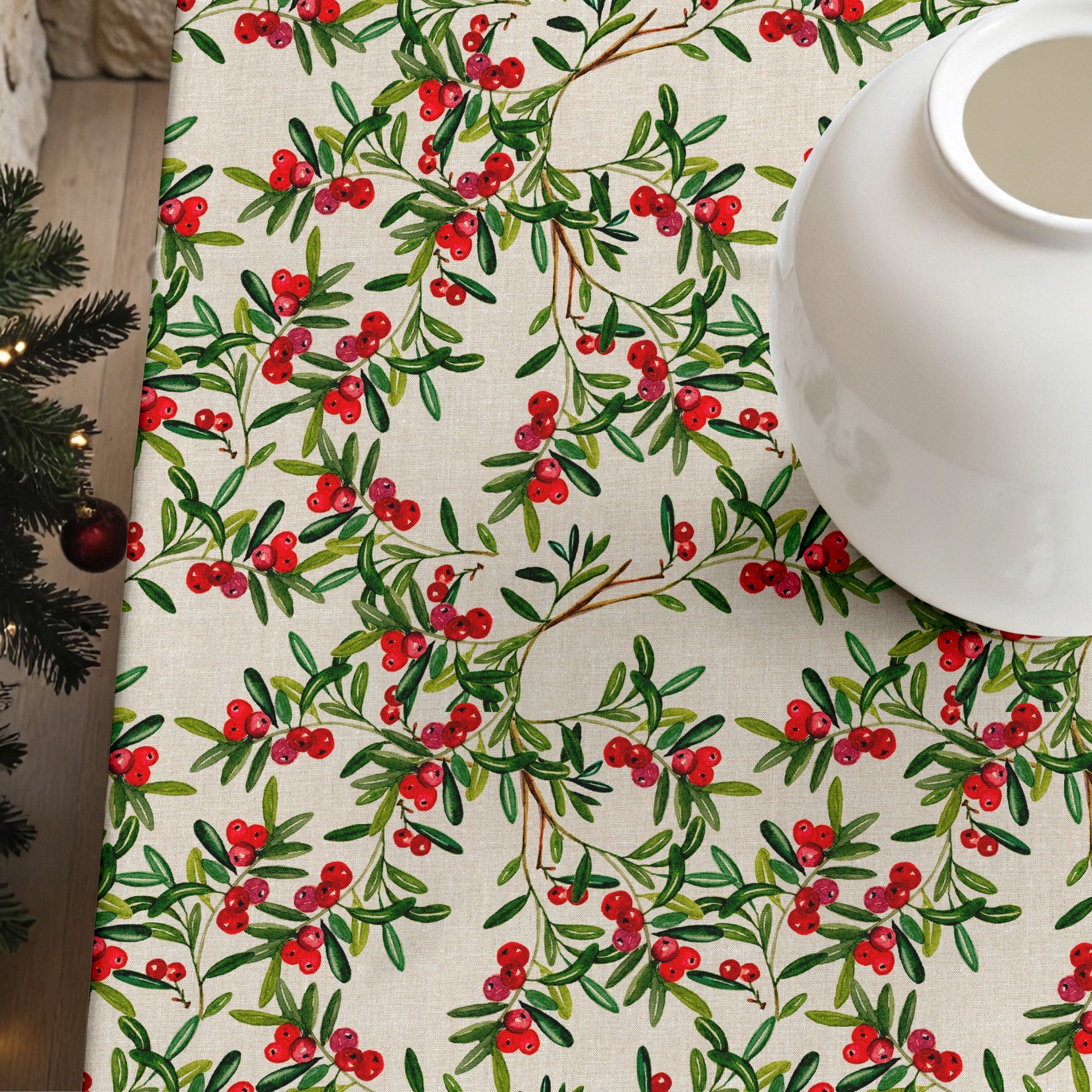 Christmas Leaves stain-resistant tablecloth
