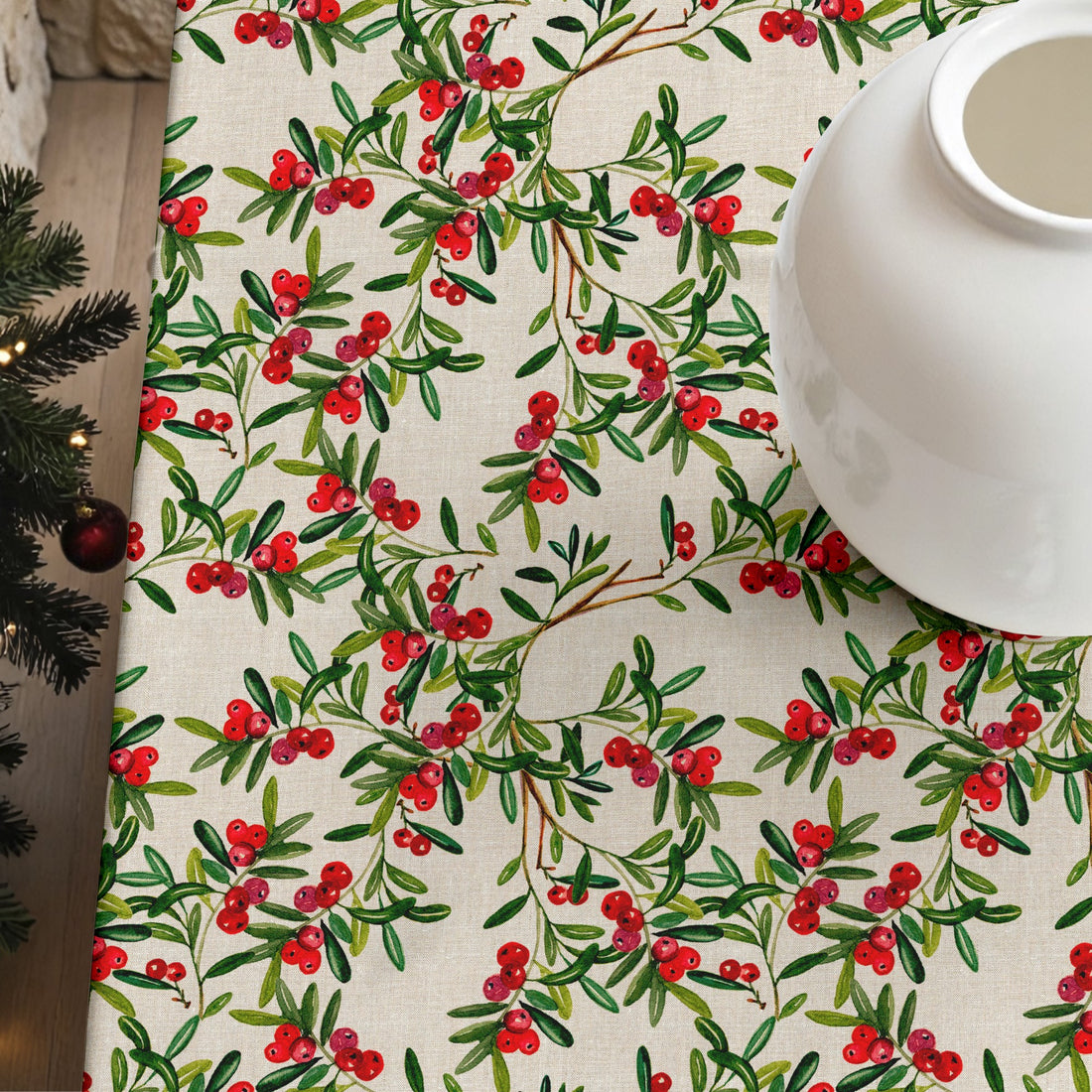 Christmas Leaves stain-resistant tablecloth