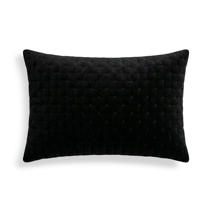 Funda de almohada lisa acolchada Black 50x80 cm