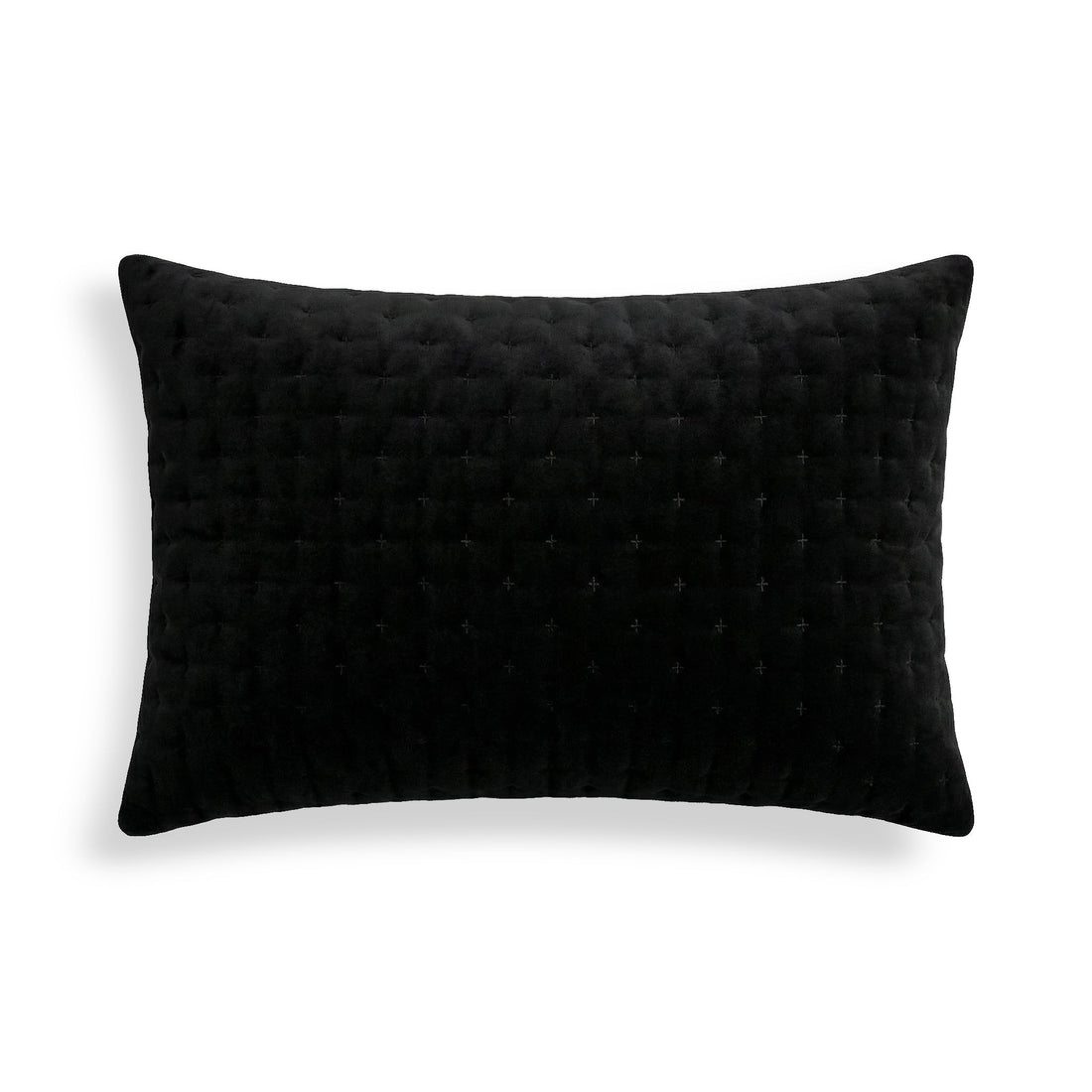Funda de cojín lisa acolchada Black 30x50 cm