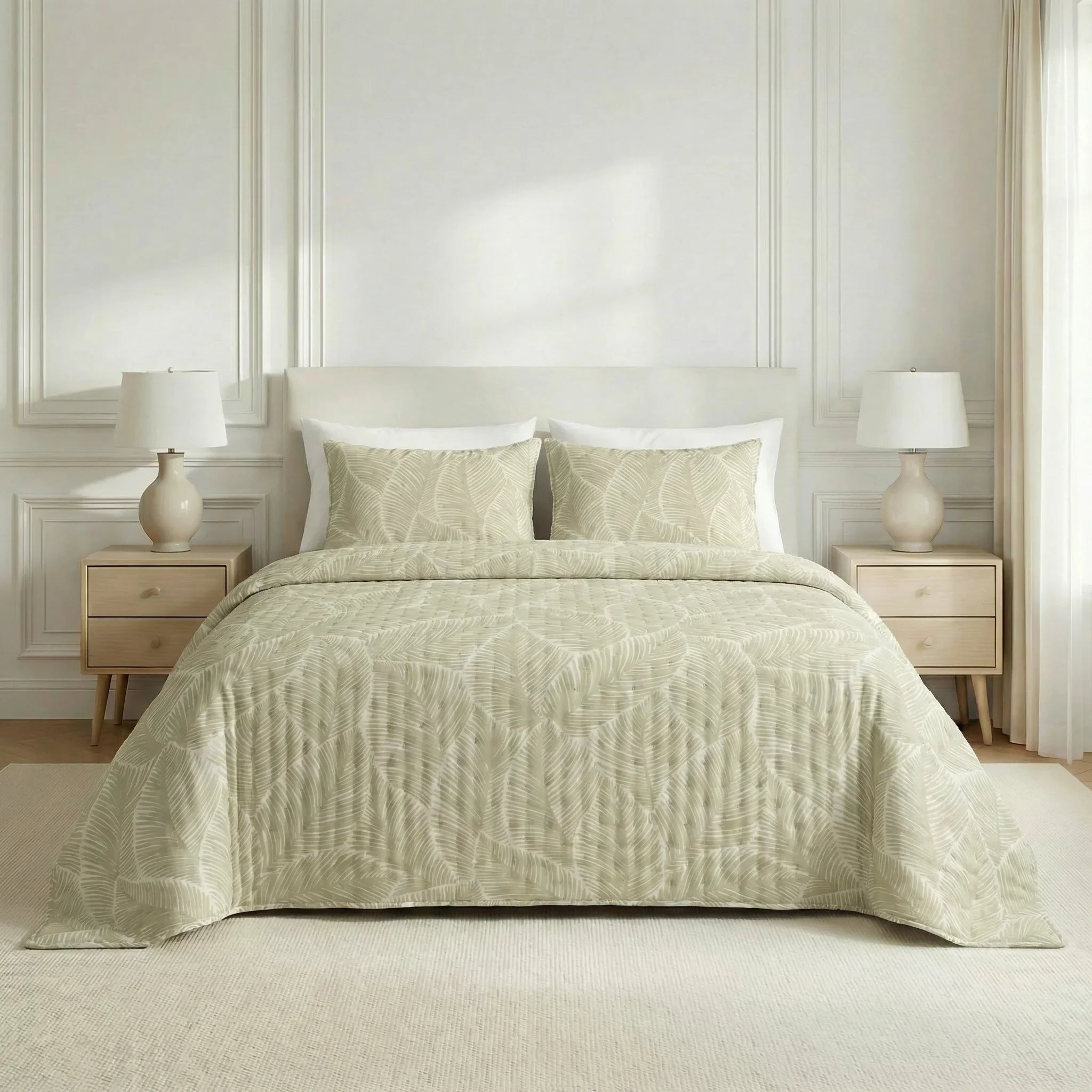Colcha boutí estampada Nijar Beige tacto suave