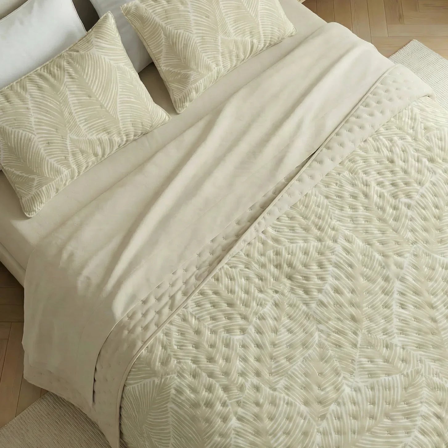 Colcha boutí estampada Nijar Beige tacto suave
