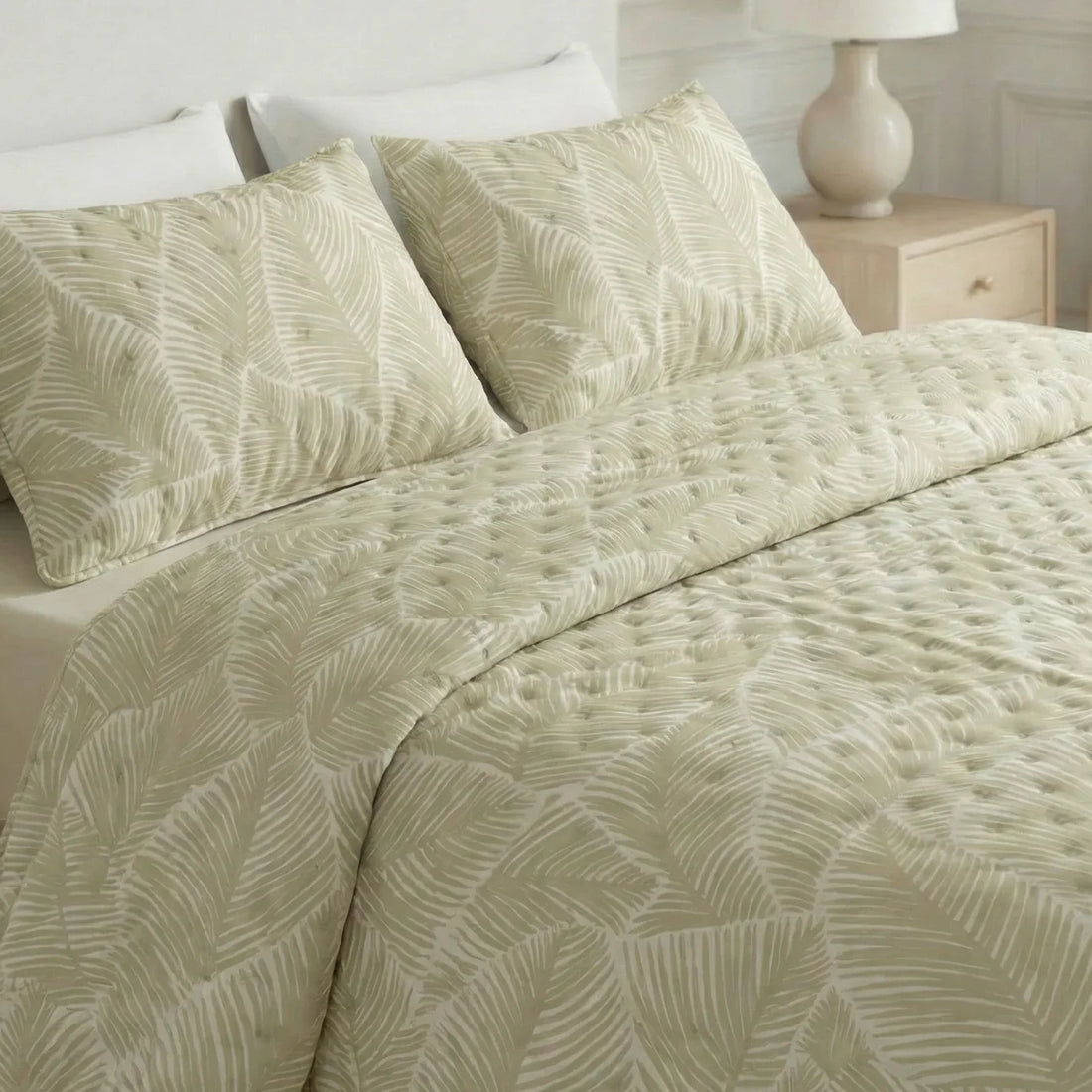 Colcha boutí estampada Nijar Beige tacto suave