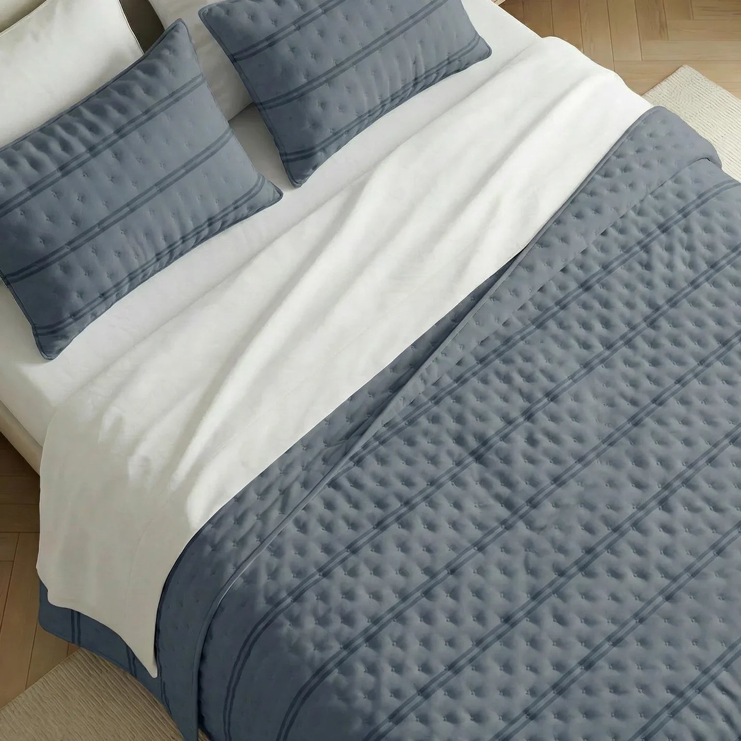 Colcha boutí estampada Nua Azul Claro tacto suave