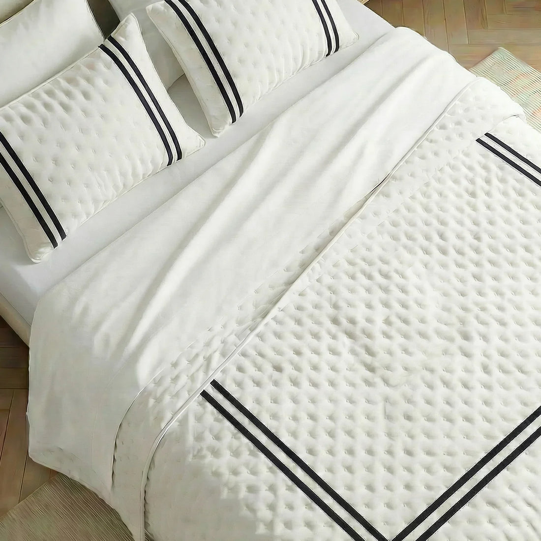 Colcha boutí estampada Oliva Negro tacto suave