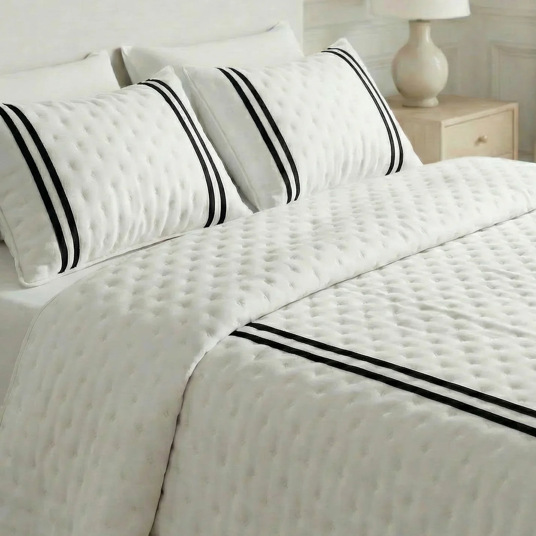 Colcha boutí estampada Oliva Negro tacto suave