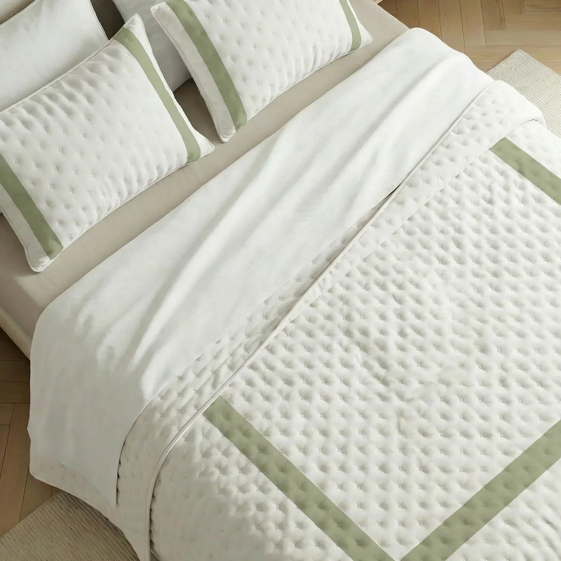 Colcha boutí estampada Portixol Verde Claro tacto suave